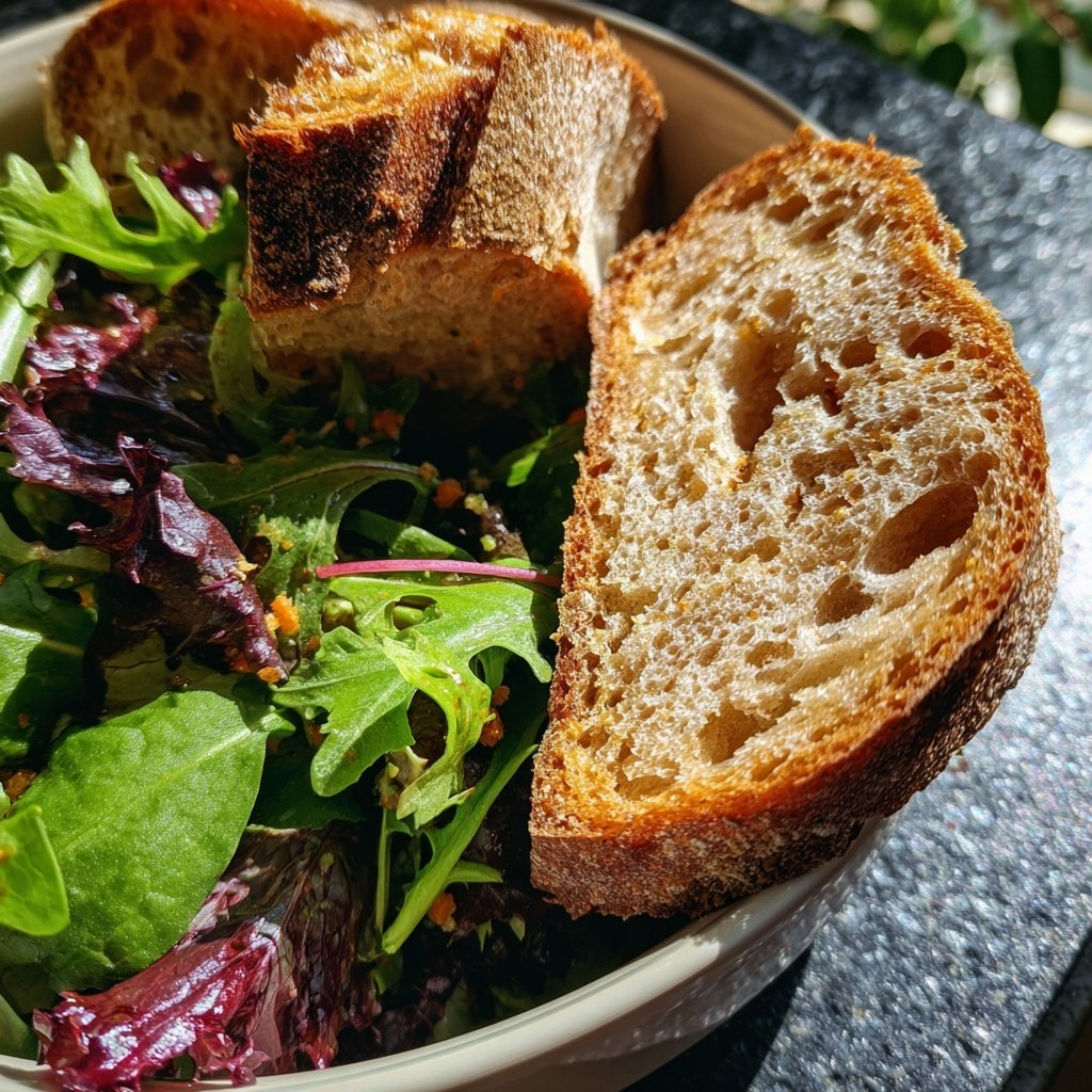 Mittagessen leicht mit Salat und Brot