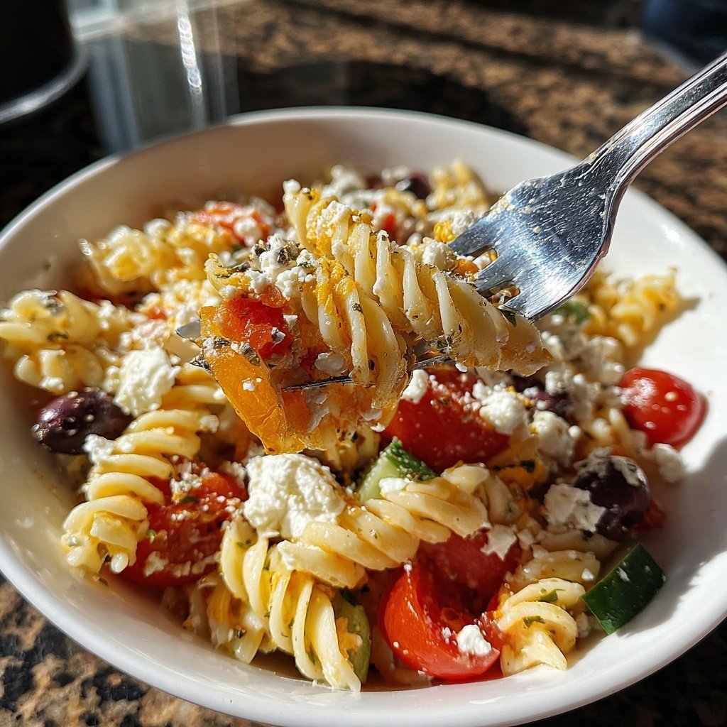 Mediterraner Nudelsalat Mit Feta