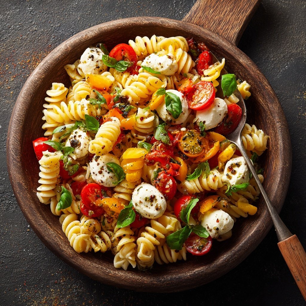 Mediterraner Nudelsalat Mit Mozzarella