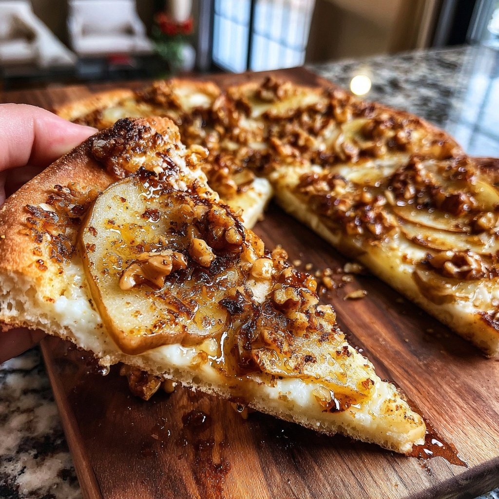 Flammkuchen mit Birne und Walnüssen